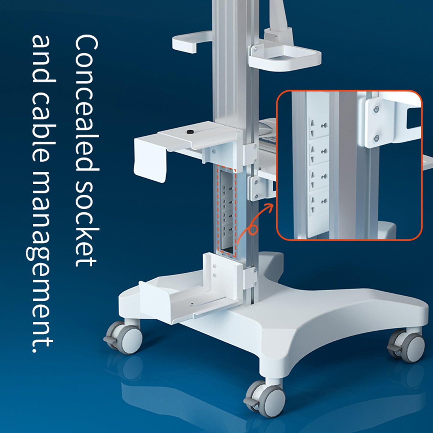 Mobile Hospital Workstation with Monitor Mount & Oral Scanner Holder,Height-Adjustable Medical Trolley Cart for Dental Clinics, Hospitals,Office & Beauty Salons
