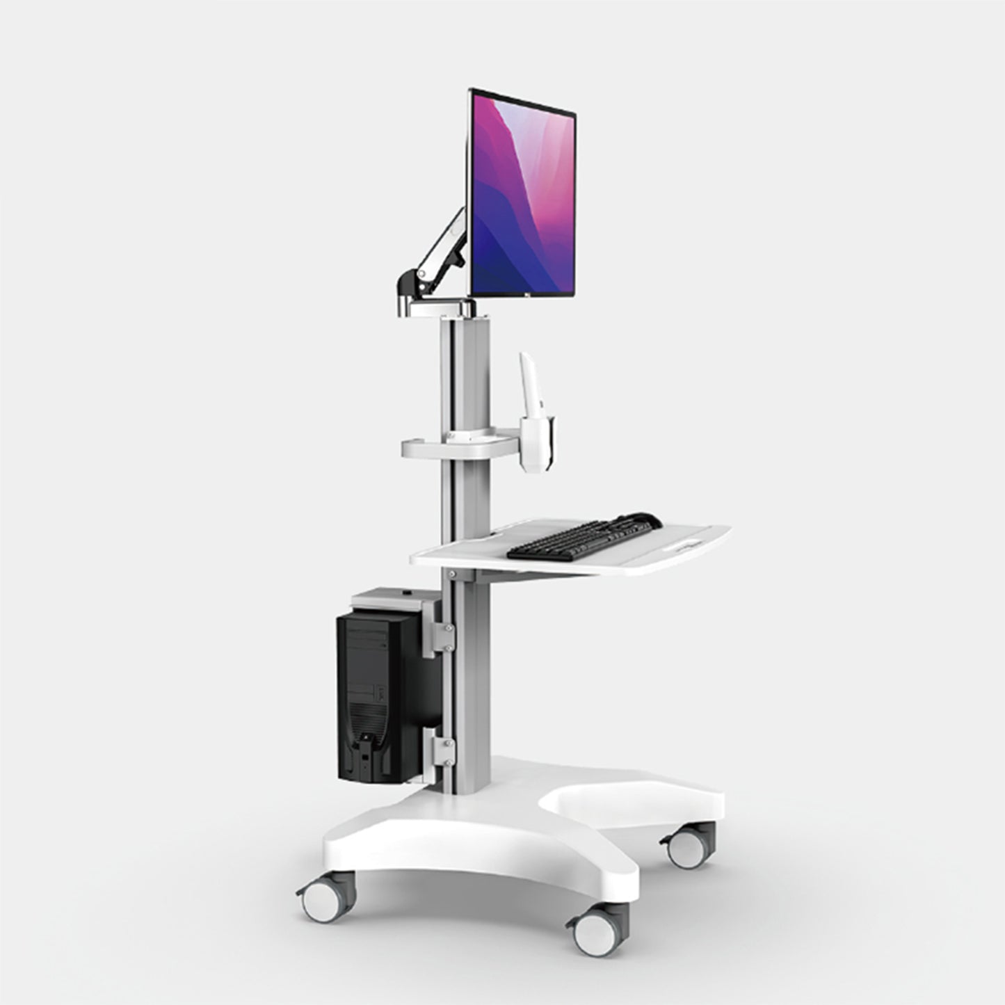 Mobile Hospital Workstation with Monitor Mount & Oral Scanner Holder,Height-Adjustable Medical Trolley Cart for Dental Clinics, Hospitals,Office & Beauty Salons