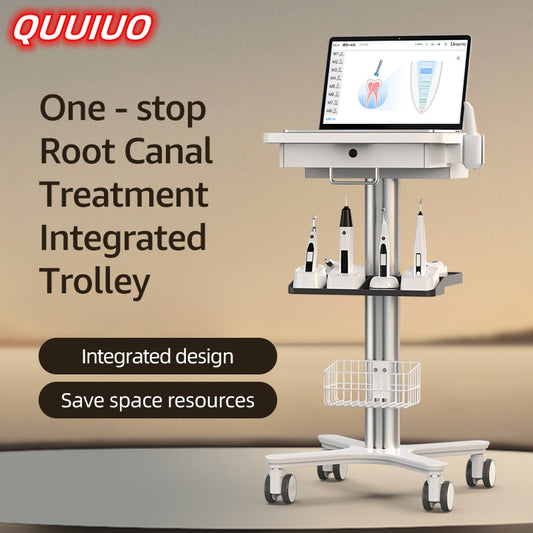 Dental Clinic Trolley Cart with Oral Scanner Holder and Equipment Pallet,Hospital Mobile Workstation with Laptop Tray and Silent Wheels, for Office School Salon Lab etc.