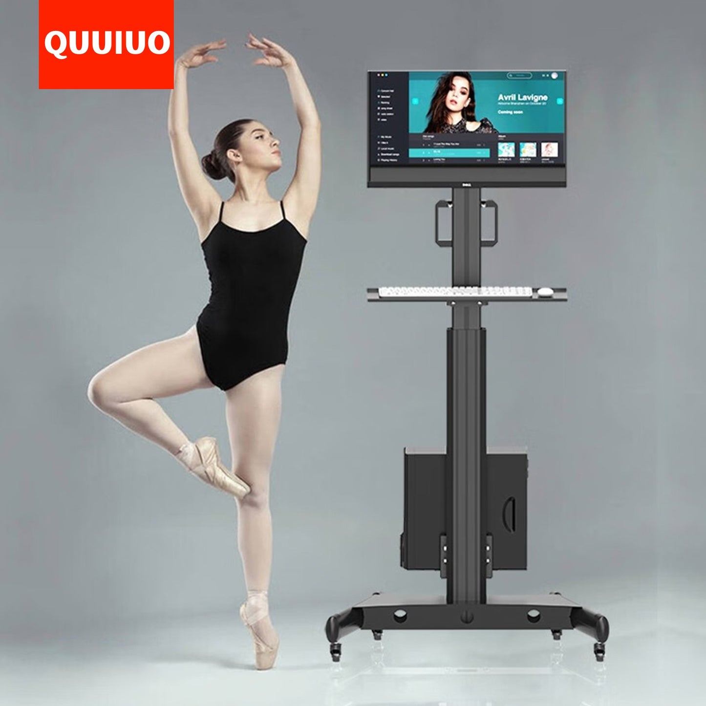 Mobile Workstation with Monitor Mount,Medical Trolley Cart with Wheels, Medical Nurse Hospital Workstation, Office Portable Computer Cart Keyboard Tray