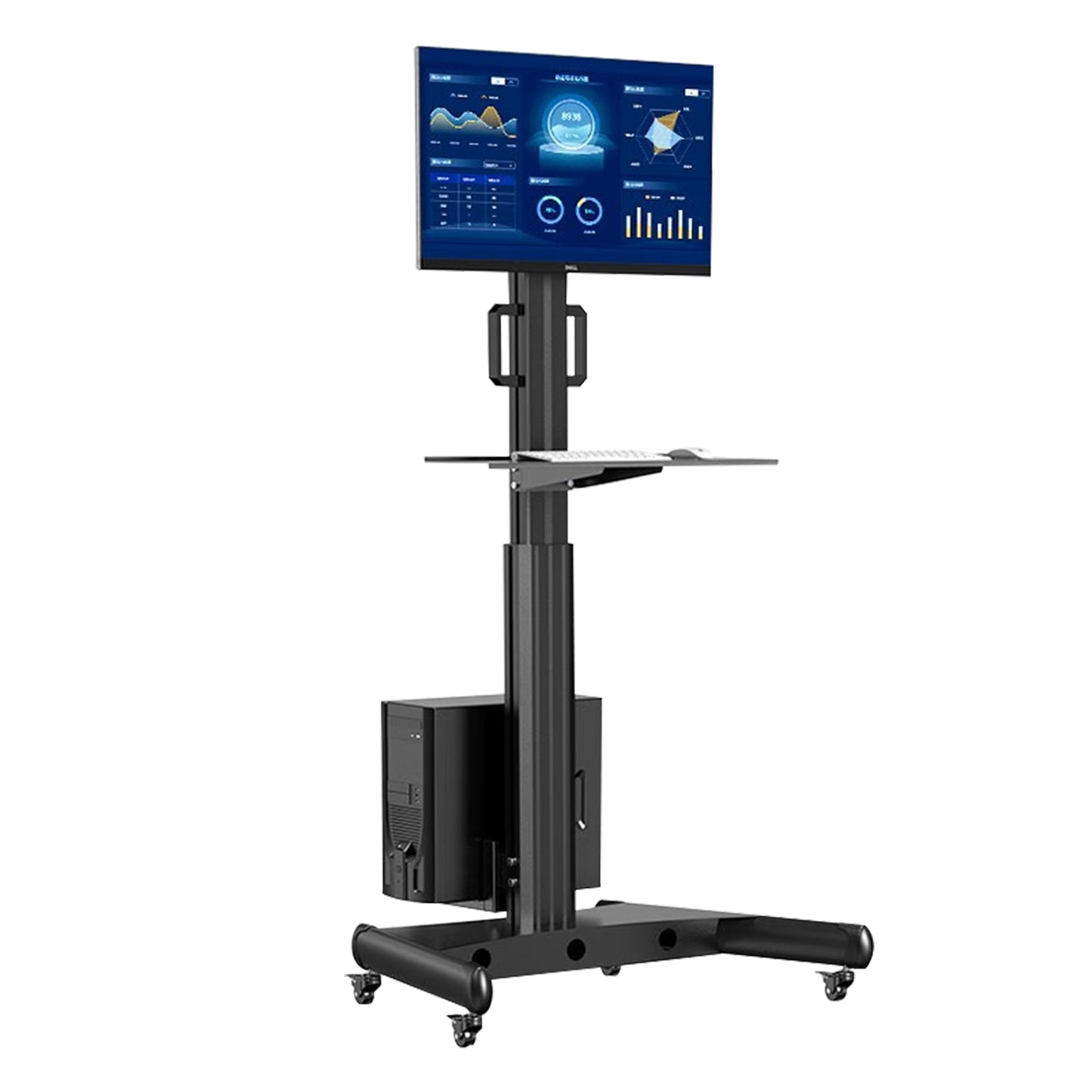 Mobile Workstation with Monitor Mount,Medical Trolley Cart with Wheels, Medical Nurse Hospital Workstation, Office Portable Computer Cart Keyboard Tray
