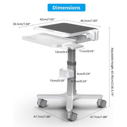 Medical Trolley Cart with Laptop Tray and Oral Scanner Holder, Dental Clinic Cart on Wheels for Hospital Beauty Salons