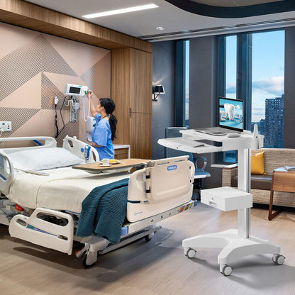 Hospital Medical Trolley Mobile Laptop Pallet Cart with Oral Scanner Holder Height Adjustable Workstation for Dental Clinic Hospital Beauty