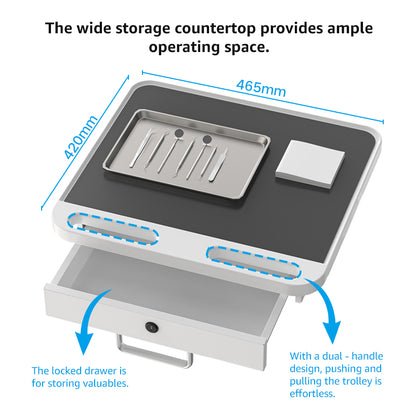 Dental Clinic Trolley Cart with Oral Scanner Holder and Equipment Pallet,Hospital Mobile Workstation with Laptop Tray and Silent Wheels, for Office School Salon Lab etc.