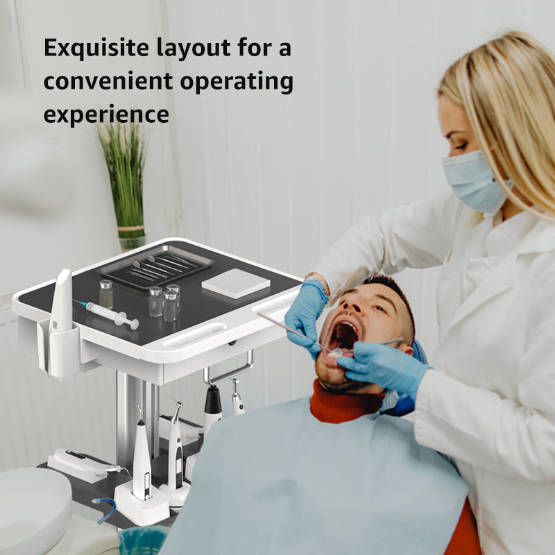 Dental Clinic Trolley Cart with Oral Scanner Holder and Equipment Pallet,Hospital Mobile Workstation with Laptop Tray and Silent Wheels, for Office School Salon Lab etc.