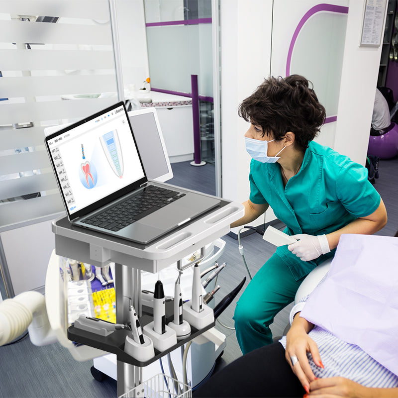 Dental Clinic Trolley Cart with Oral Scanner Holder and Equipment Pallet,Hospital Mobile Workstation with Laptop Tray and Silent Wheels, for Office School Salon Lab etc.