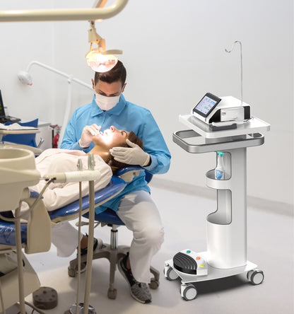 Mobile Medical Cart Trolley with 4 Silent Wheels Dental Equipment Workstation for Dental Clinic Hospital Beauty Salon with 15.7"× 13" Tabletop and 2 Storage Cell