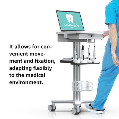 Dental Clinic Trolley Cart with Oral Scanner Holder and Equipment Pallet,Hospital Mobile Workstation with Laptop Tray and Silent Wheels, for Office School Salon Lab etc.