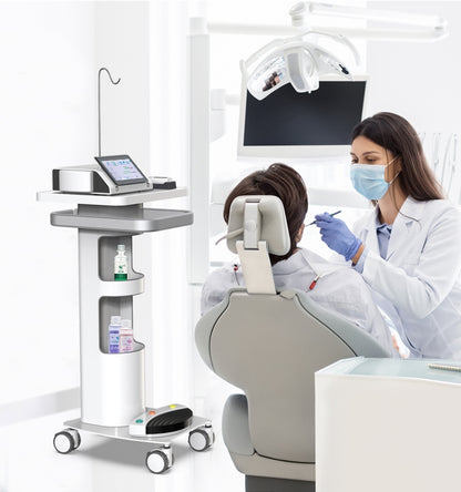 Mobile Medical Cart Trolley with 4 Silent Wheels Dental Equipment Workstation for Dental Clinic Hospital Beauty Salon with 15.7"× 13" Tabletop and 2 Storage Cell