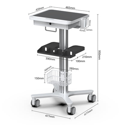 Dental Clinic Trolley Cart with Oral Scanner Holder and Equipment Pallet,Hospital Mobile Workstation with Laptop Tray and Silent Wheels, for Office School Salon Lab etc.
