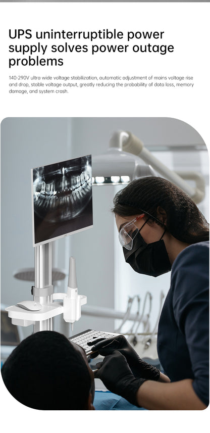 Medical Mobile Trolley Cart with Oral scanning Bracket Monitor Mount, Hospital Dental Clinic Height Adjustable Workstation, White